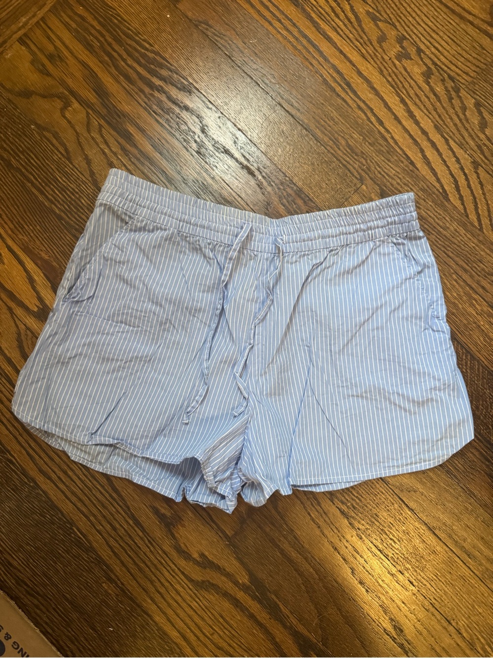 Zara Light Blue & White Striped Drawstring Shorts